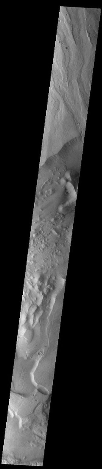 This image from NASA's Mars Odyssey shows a small portion of both Dao Vallis and Niger Vallis.