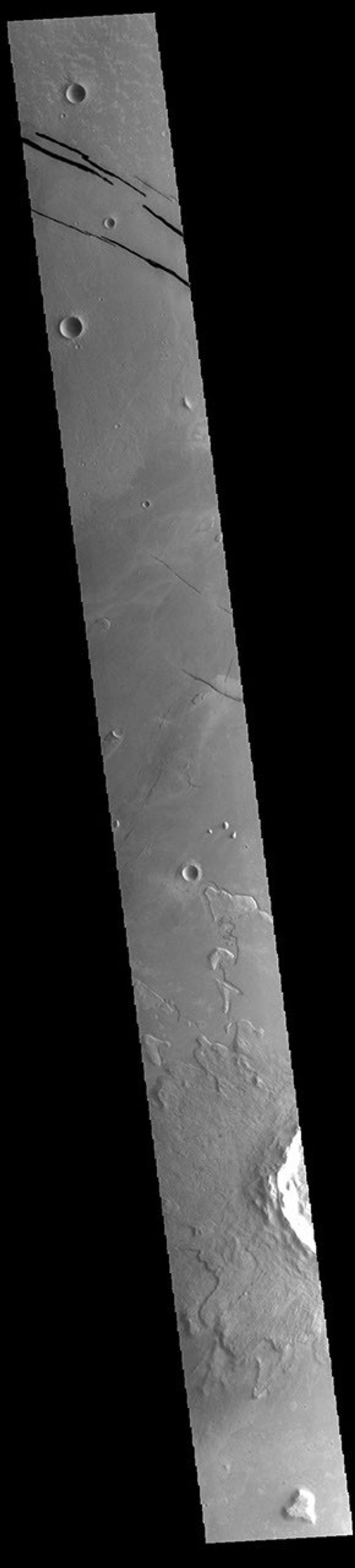 This image from NASA's Mars Odyssey shows a section of Cerberus Fossae.