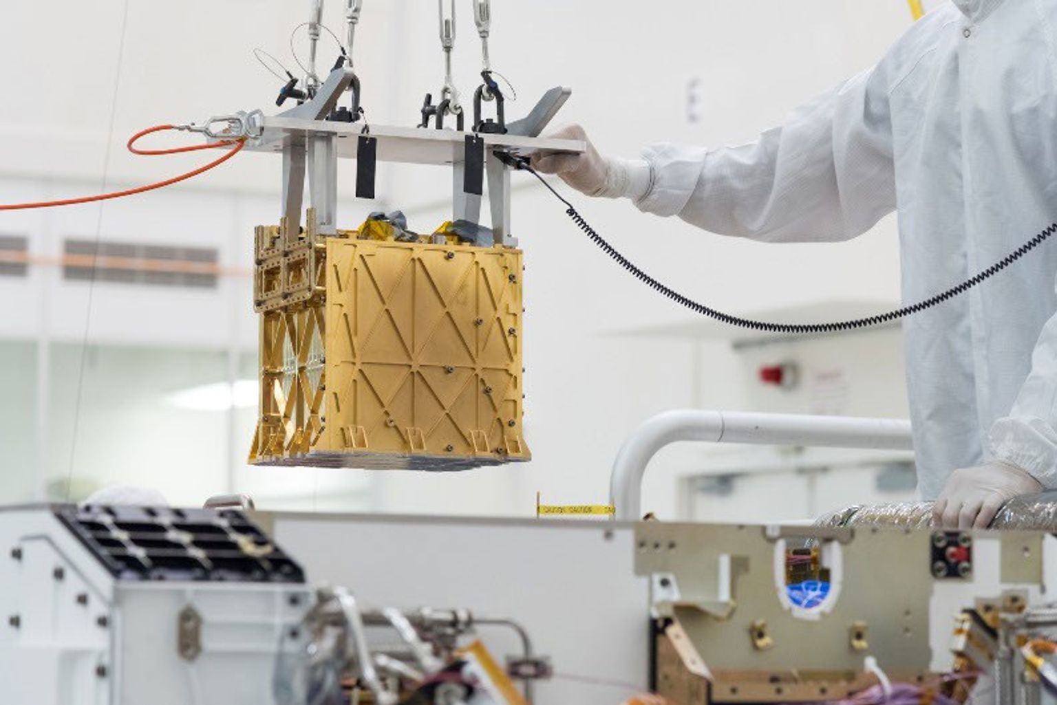 Audio of MOXIE at work on Mars was captured by the microphone on Perseverance's SuperCam instrument on May 27, 2021, the 96th day of the rover's mission. The recording is the sound of MOXIE's air compressor pumping air.