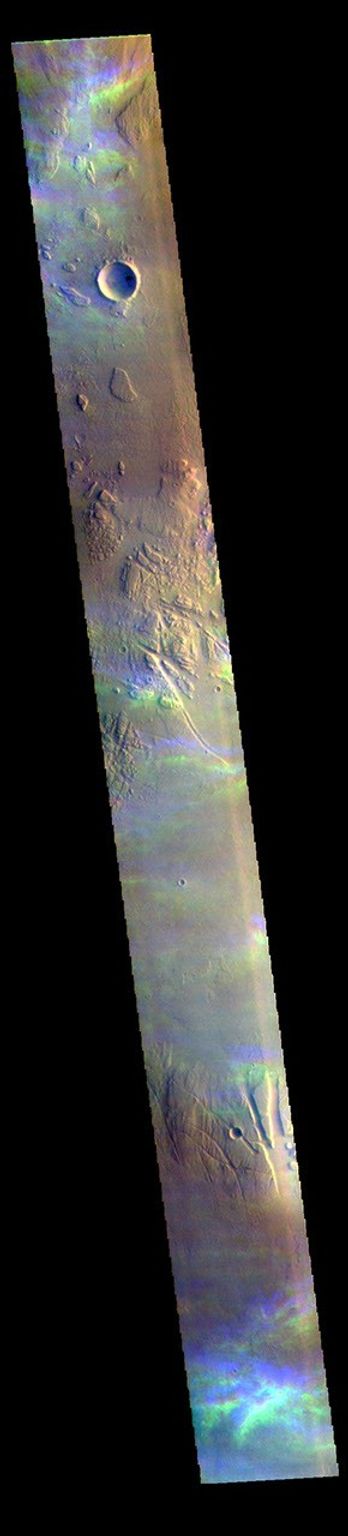 This image from NASA's Mars Odyssey shows high altitude ice clouds.