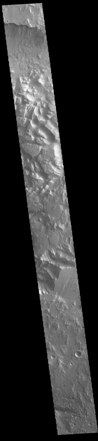 This image from NASA's Mars Odyssey shows part of the floor of Orson Welles Crater.