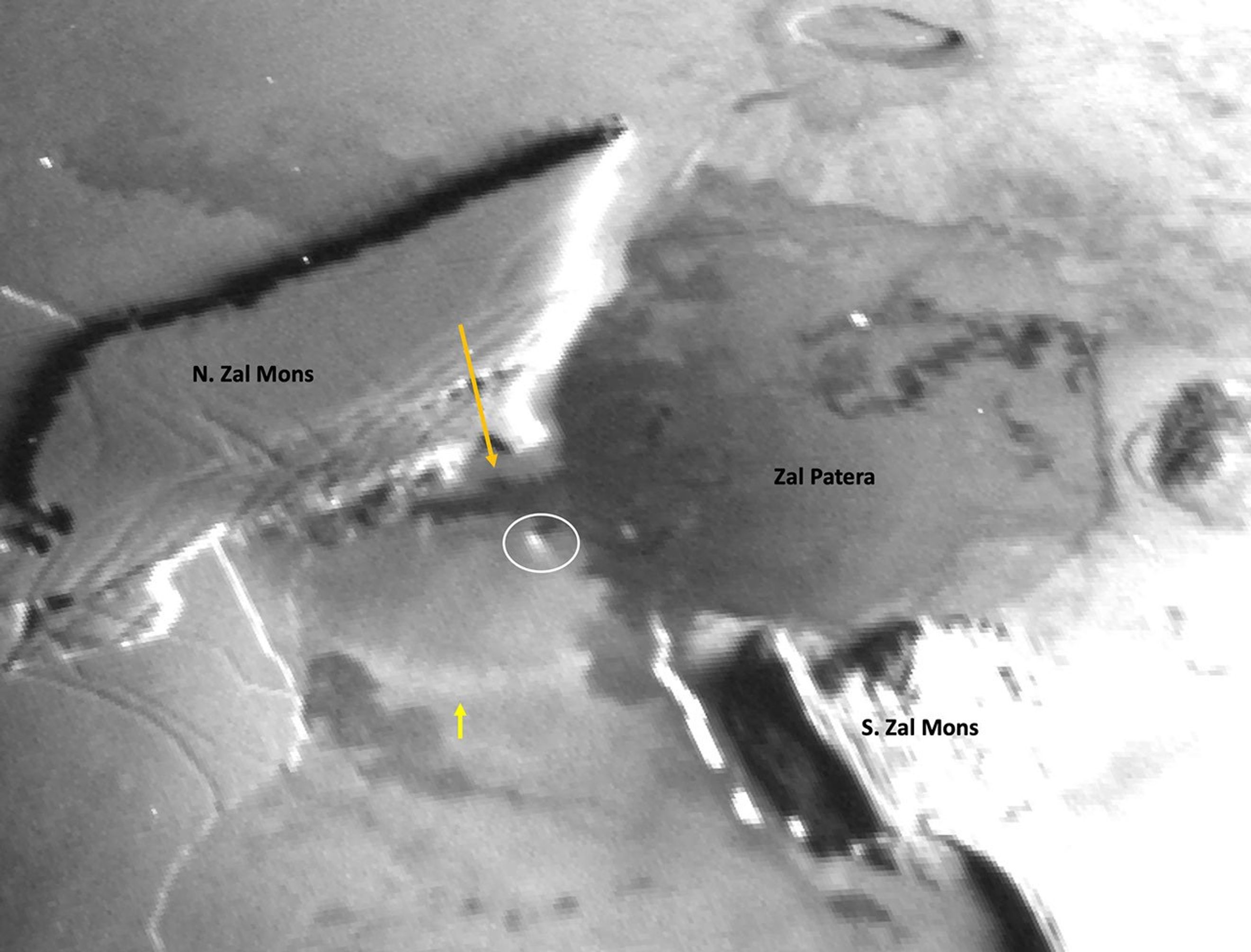 A zoom of a Dec. 30, 2023, image from the Stellar Reference Unit (SRU) aboard NASA's Juno spacecraft shows Io's night side while illuminated by Jupiter-shine.