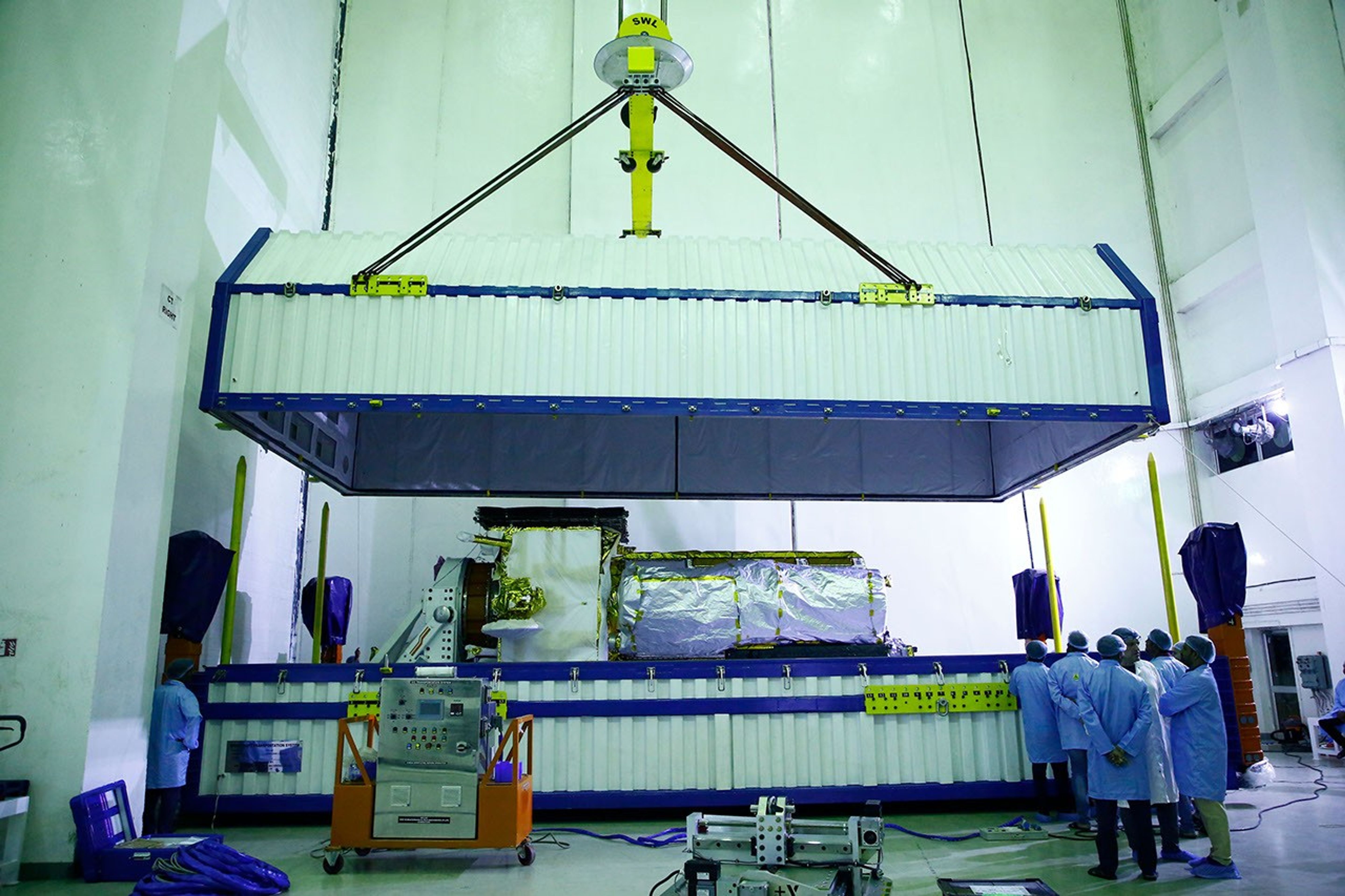 NISAR made the two-day trip from the ISRO Satellite Integration and Test Establishment (ISITE) in Bengaluru. It arrived on May 16 at the agency's launch facility, Satish Dhawan Space Centre, where it was unpacked.