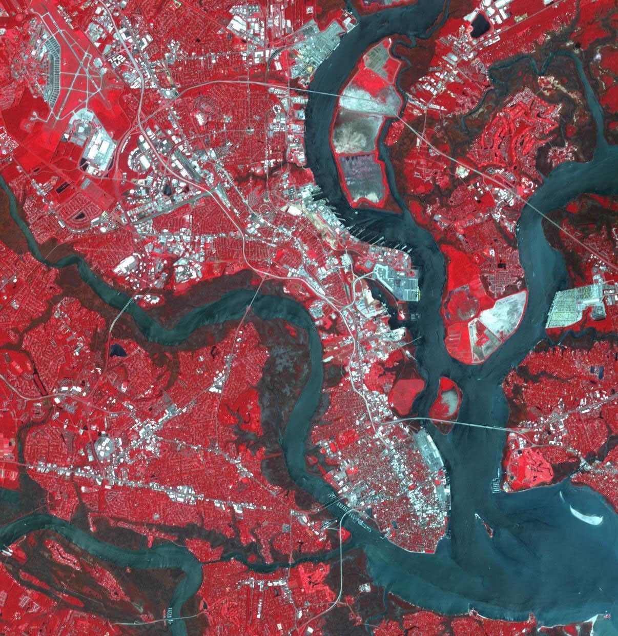 NASA's Terra spacecraft shows Charleston, the largest city in South Carolina, with almost 1 million people.