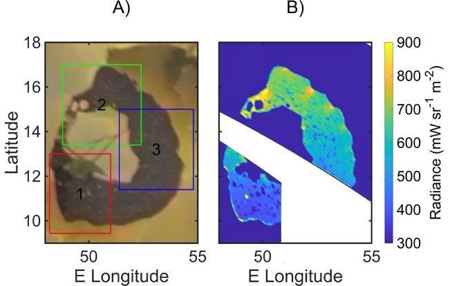 A map of infrared radiance in Loki Patera on Jupiter's moon Io.