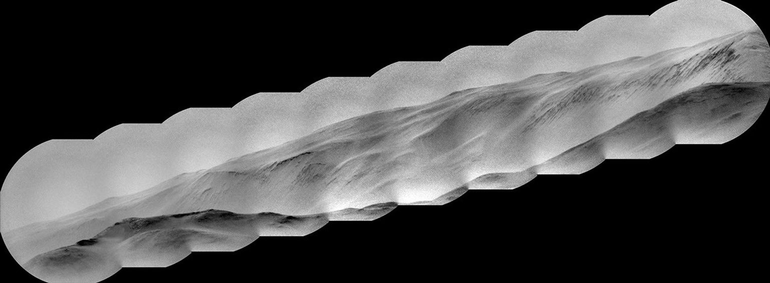 NASA's Curiosity Mars rover captured this view of a mountain nearly 57 miles (91 kilometers) away and outside of Gale Crater, where Curiosity landed in 2012.