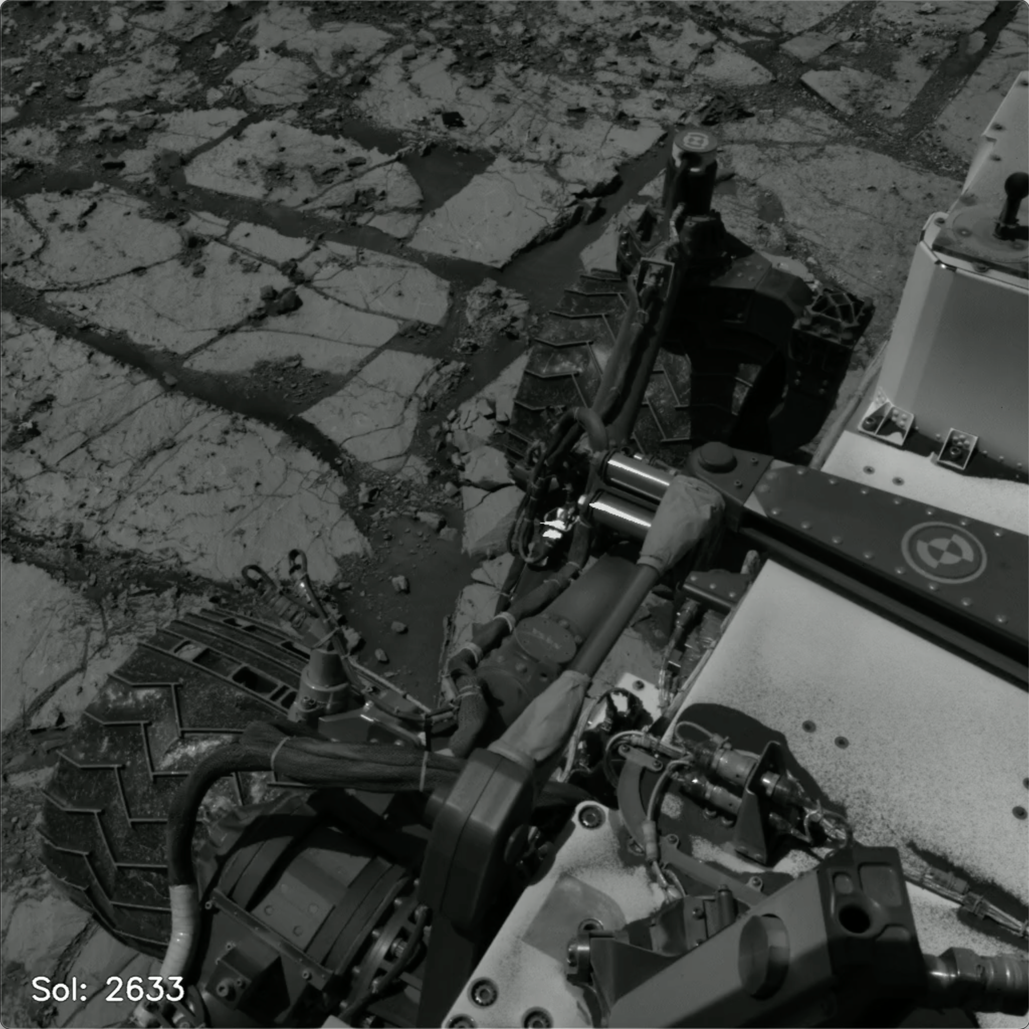 NASA’s Curiosity Mars rover used its right navigation camera to capture the images in this timelapse, which spans six years of driving.