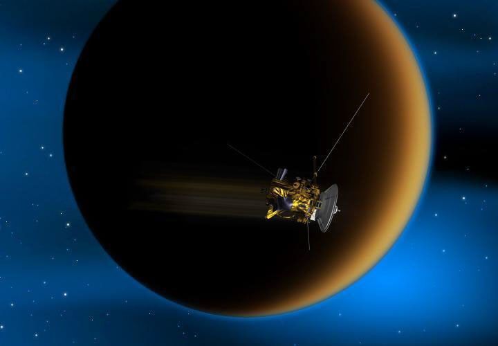 Illustration of Cassini at Titan.