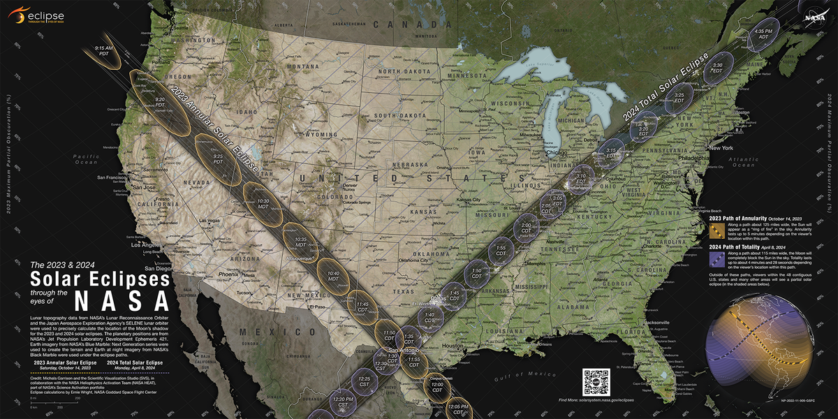 Nasa Computing Map New NASA Map Details 2023 and 2024 Solar Eclipses in the US - NASA Science