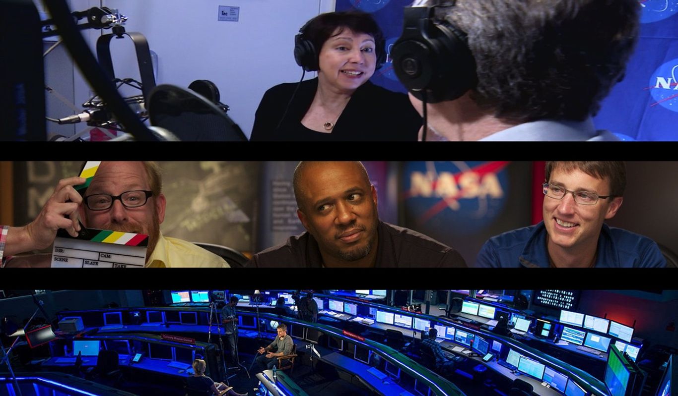 people participating in various podcast recording sessions