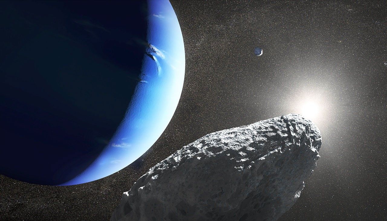 Illustration of small moon at Neptune.