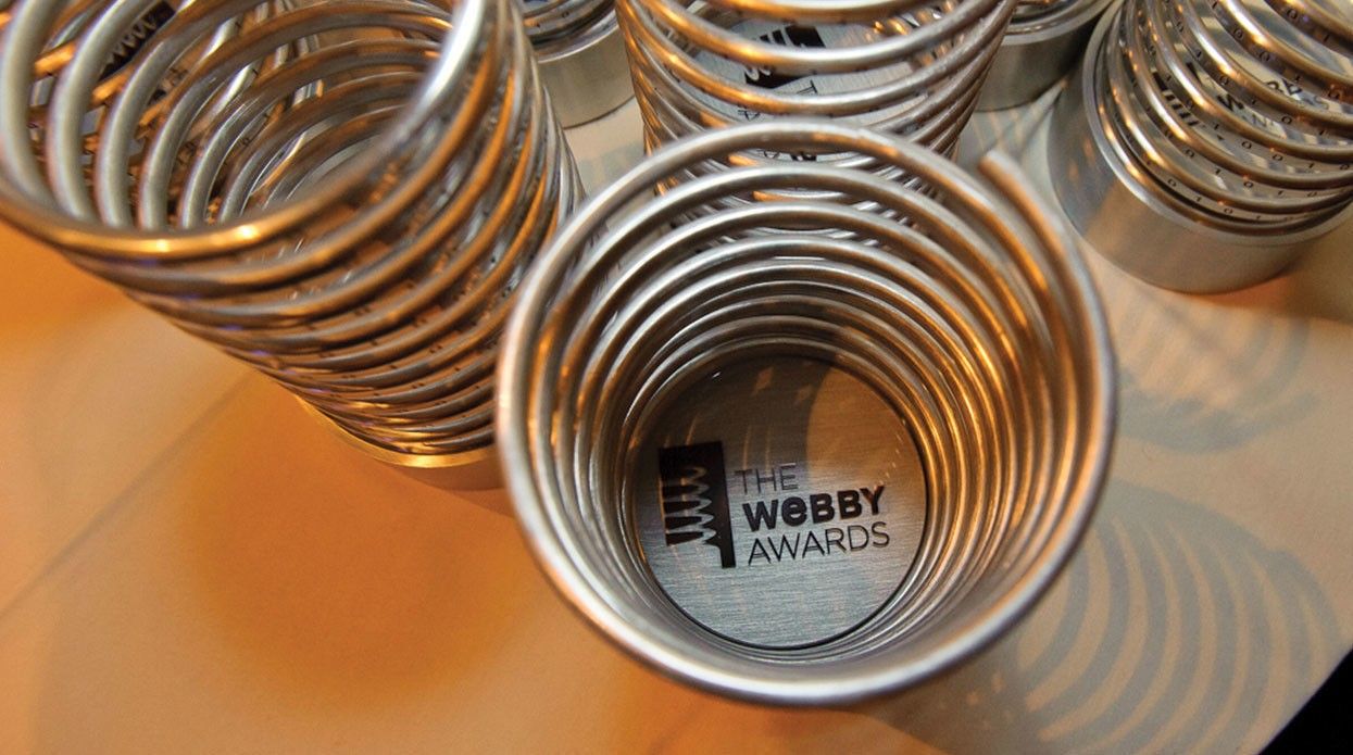 Color image of Webby Statues.