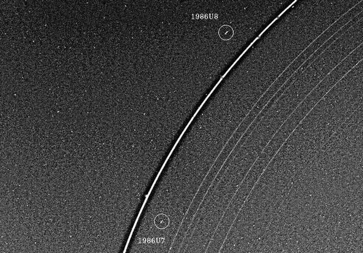 Voyager 2 image of Ophelia and Cordelia.