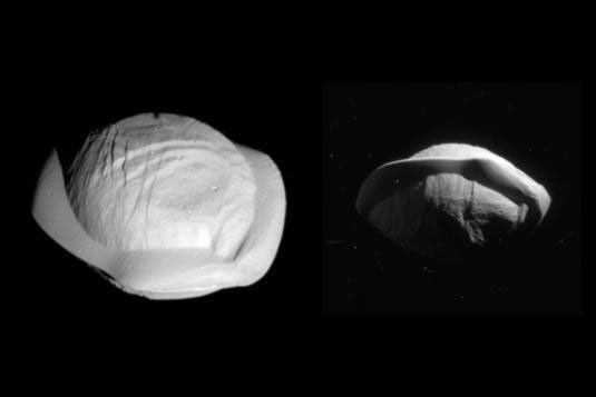 Image of Saturn moon Pan captured by the Cassini Spacecraft.