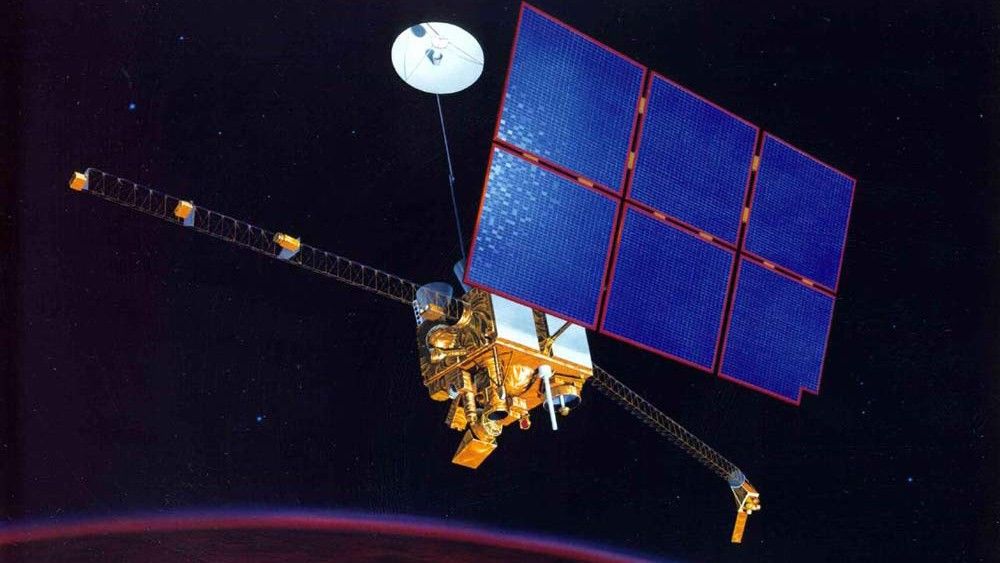 Artist's image of a spacecraft in orbit over Mars