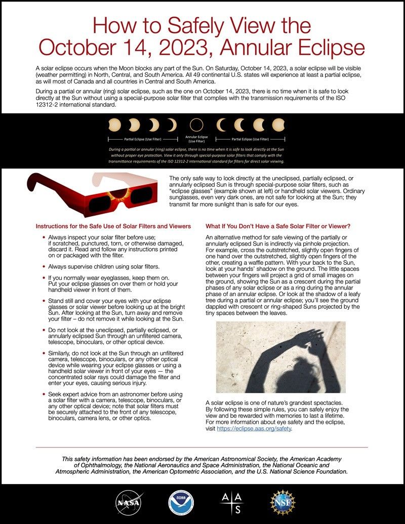 Image of safe viewing flyer with the left half in English and the right half in Spanish