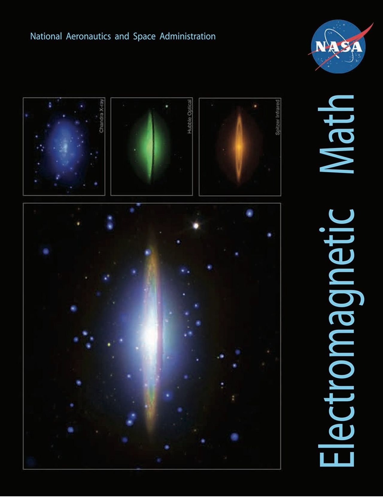 An artists interpretation of a galaxy as seen as a profile. It is a thin glowing ring with subtle color variations implying the structure of the galaxy. There are a blueish circles in the background represent stars.