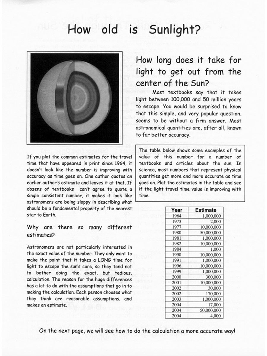 
			How Old is Sunlight? Activity - NASA Science			