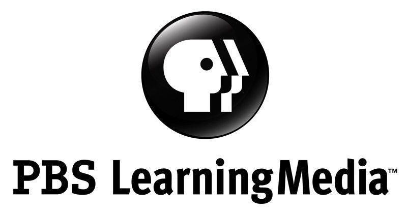 Black letters that say "PBS Learning Media" with the PBS logo above. The logo is a black circle with a geometric profile of a person in the center, shown in white.
