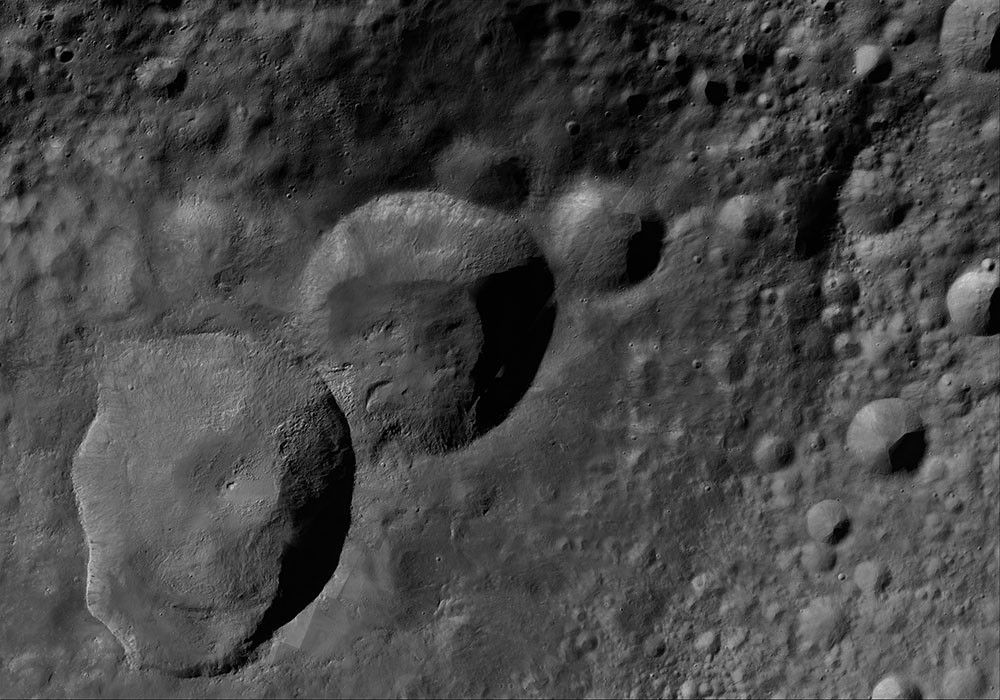 This image from the atlas of the giant asteroid Vesta was created from images taken as NASA's Dawn mission flew around the object, also known as a protoplanet.