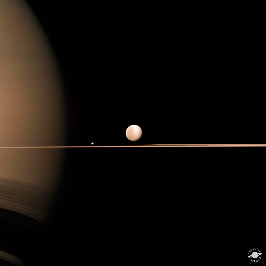 Saturn, Rhea and Mimas by Elisabetta Bonora