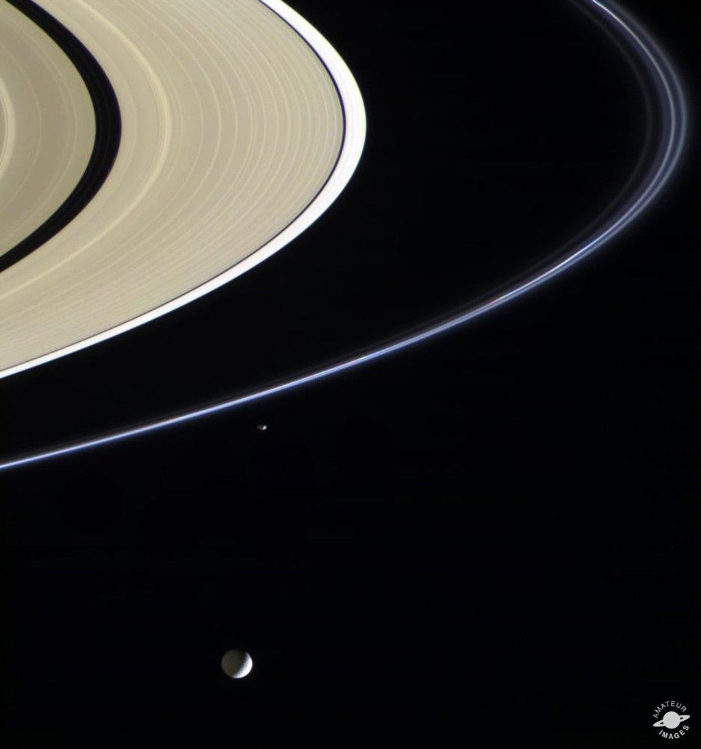 Saturn's rings and moons.