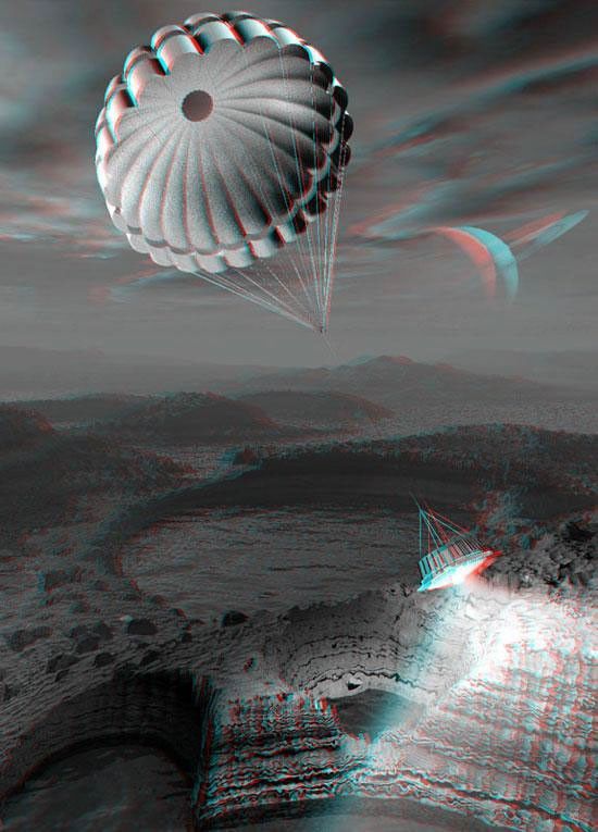 Titan Descent (3-D Black and White)
