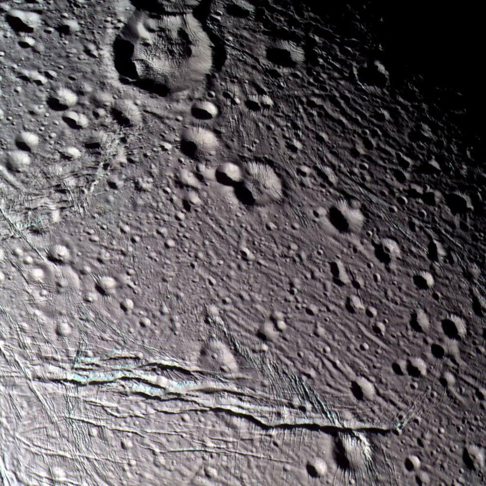 Wrinkled, icy moon Enceladus