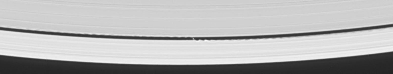 The small moon S/2005 S1 in orbit within the Keeler gap in Saturn's rings