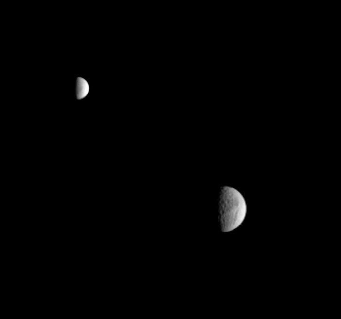 Saturn's moons Tethys and Enceladus