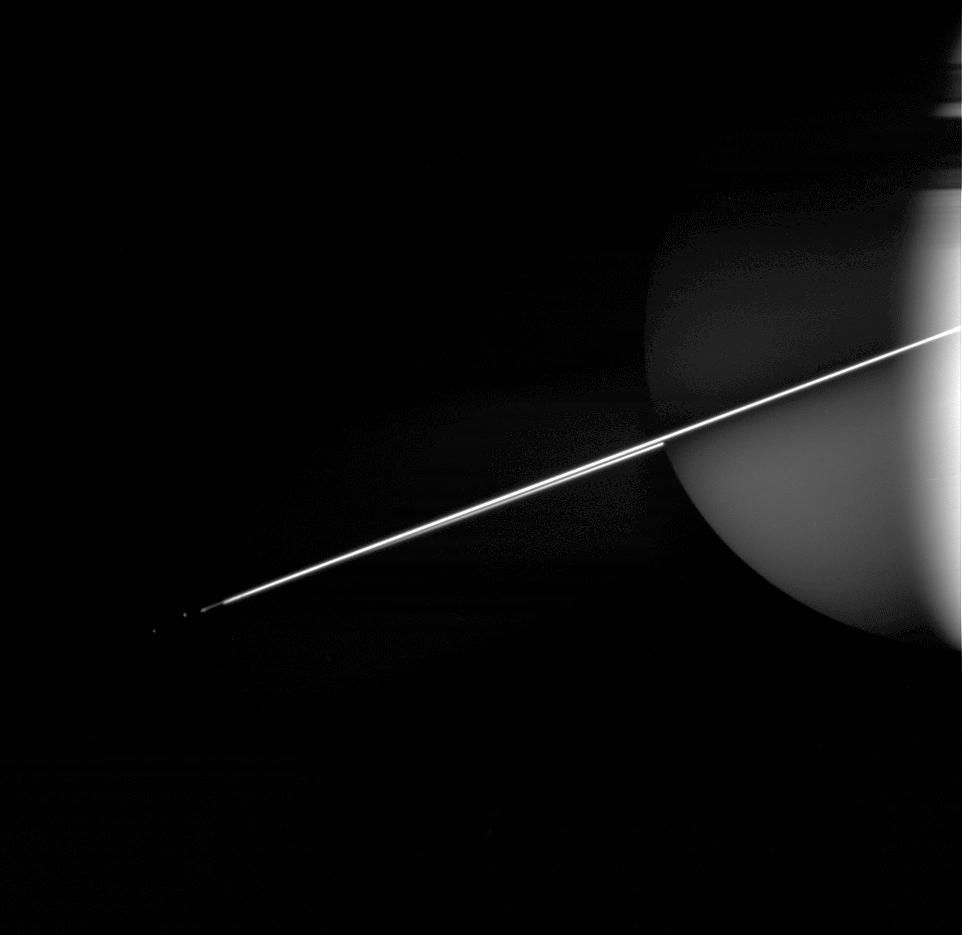 Saturn and its rings, along with Epimetheus and Janus