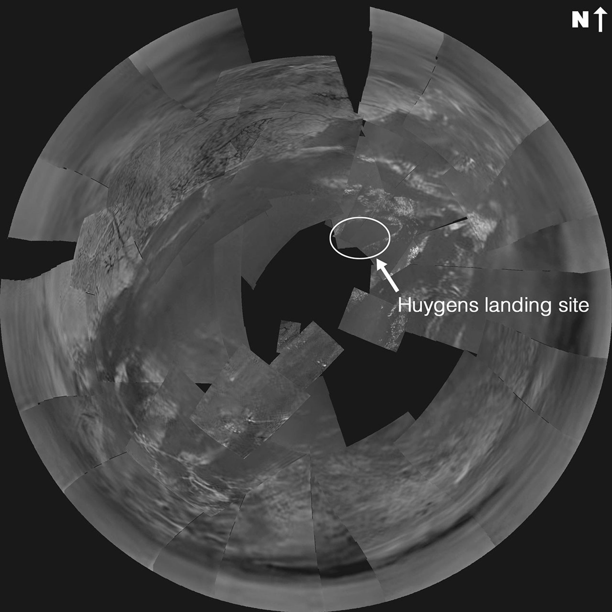 Stereographic mosaic of Titan