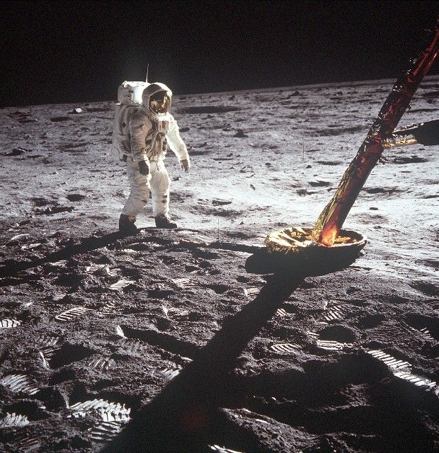Buzz Aldrin on the moon