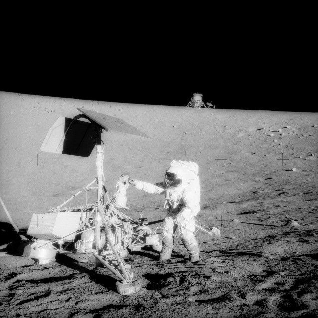 Two U.S. spacecraft on the surface of the moon
