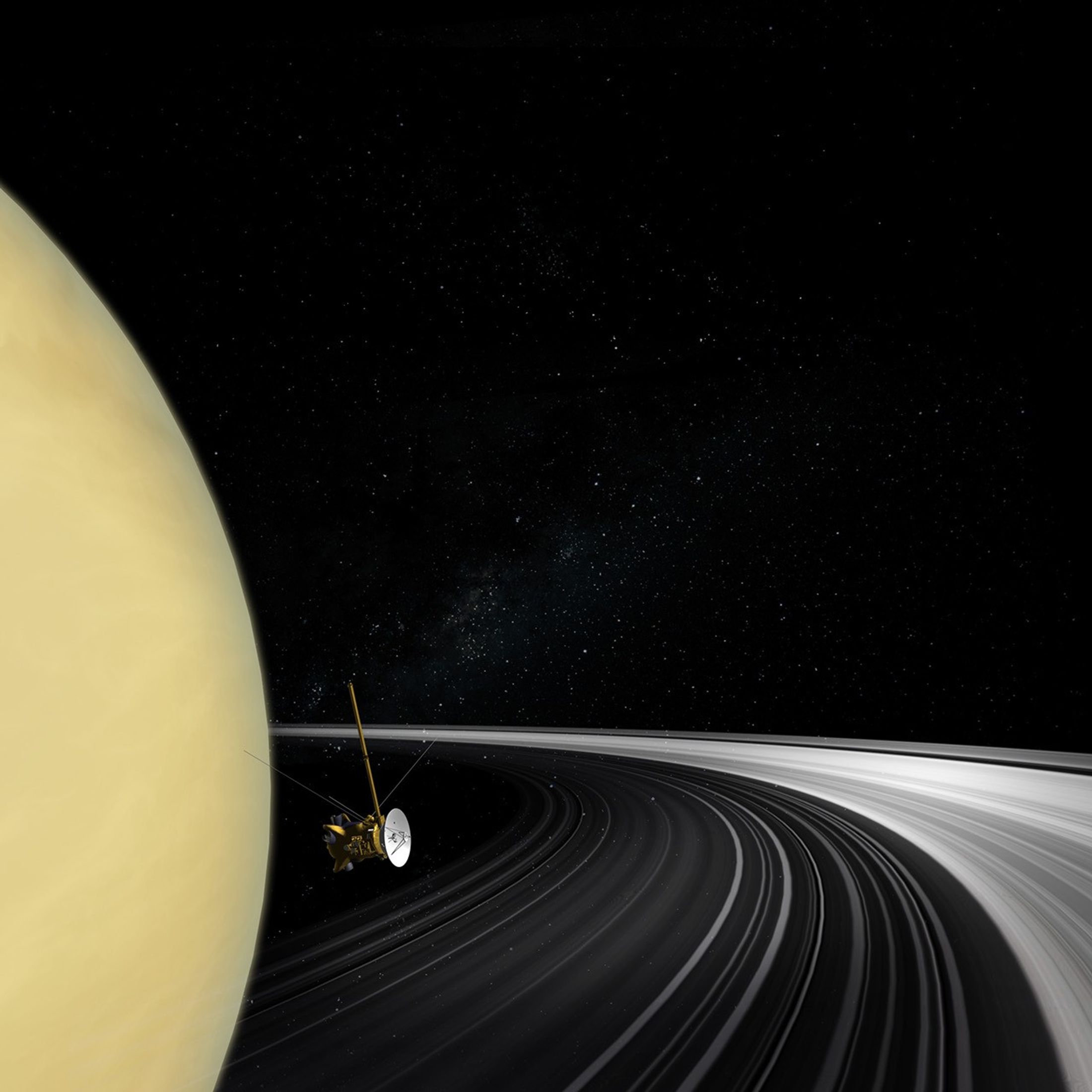 Illustration of spacecraft at Saturn.