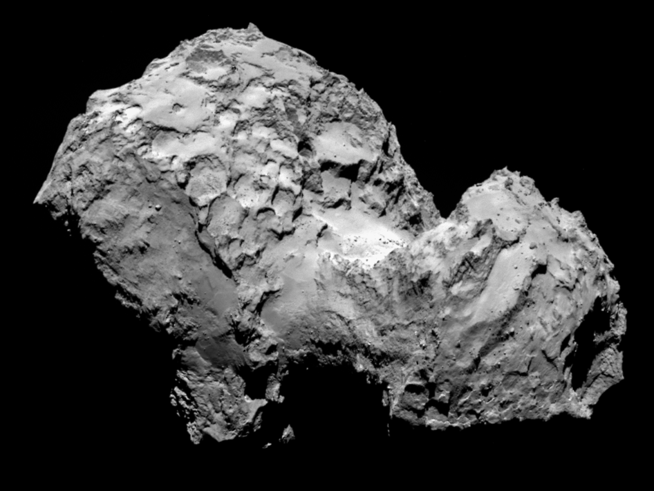 Comet 67P/Churyumov-Gerasimenko by Rosetta's OSIRIS narrow-angle camera on 3 August 2014, from a distance of 285 km (177 miles).