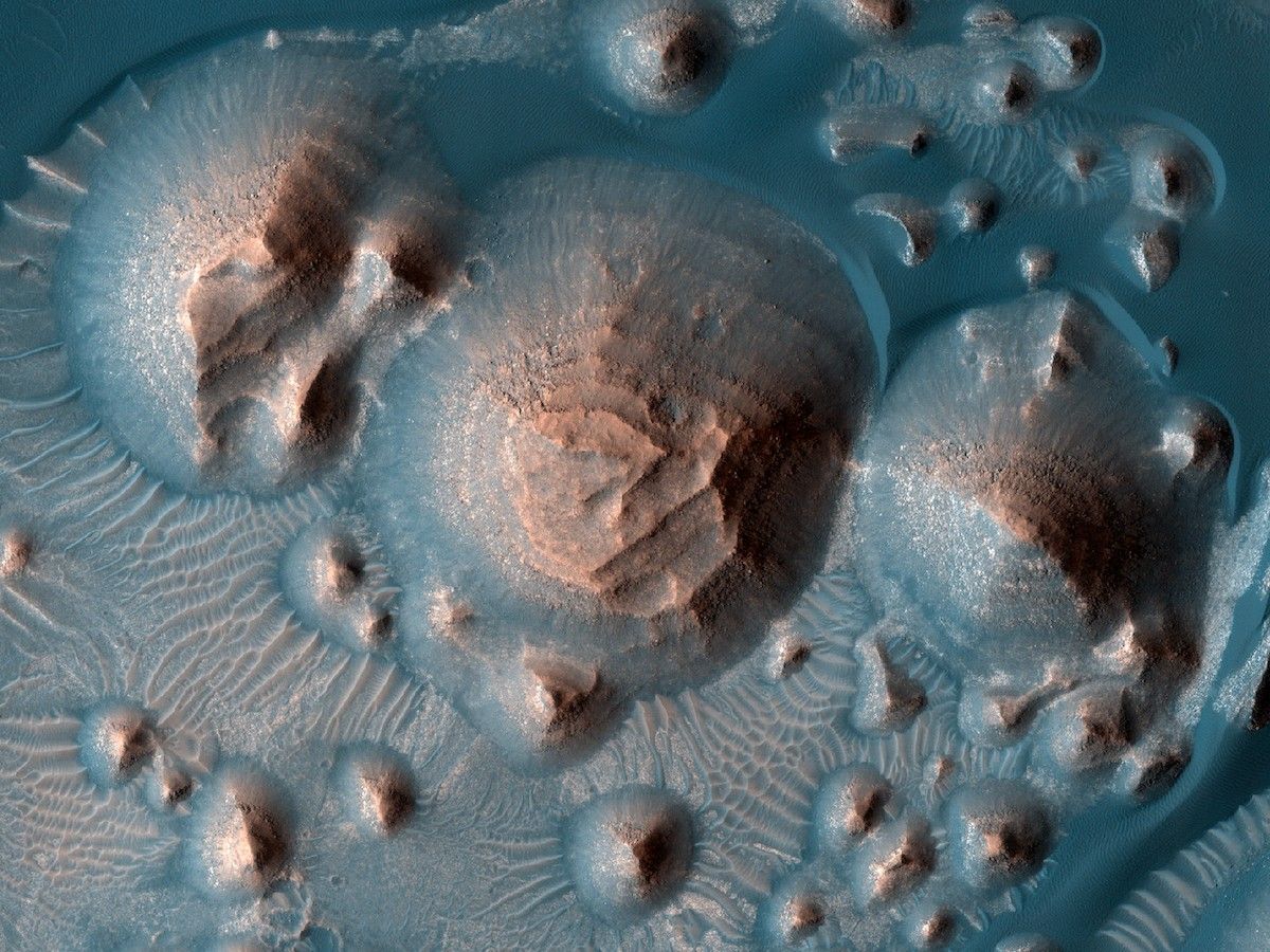 terraced hills and dunes seen from above