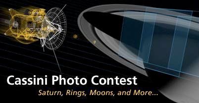Cassini Photo Contest banner depicting the Cassini spacecraft taking images