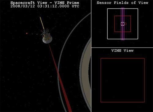 Computer generated views of the Enceladus flyby