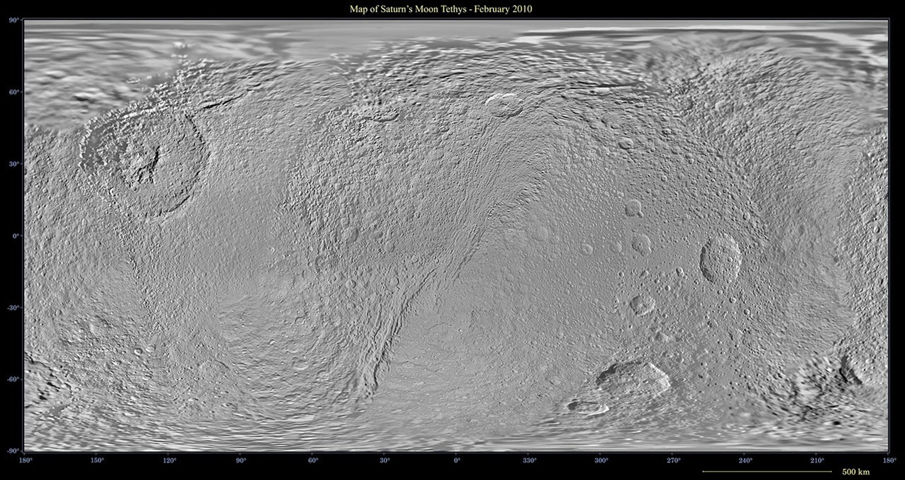 Global map of Saturn's moon Tethys