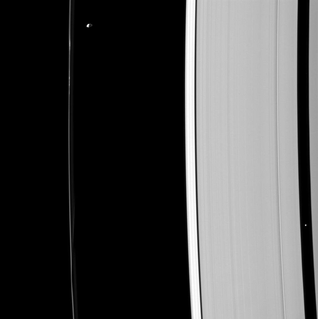 Prometheus, Pan and Saturn's rings