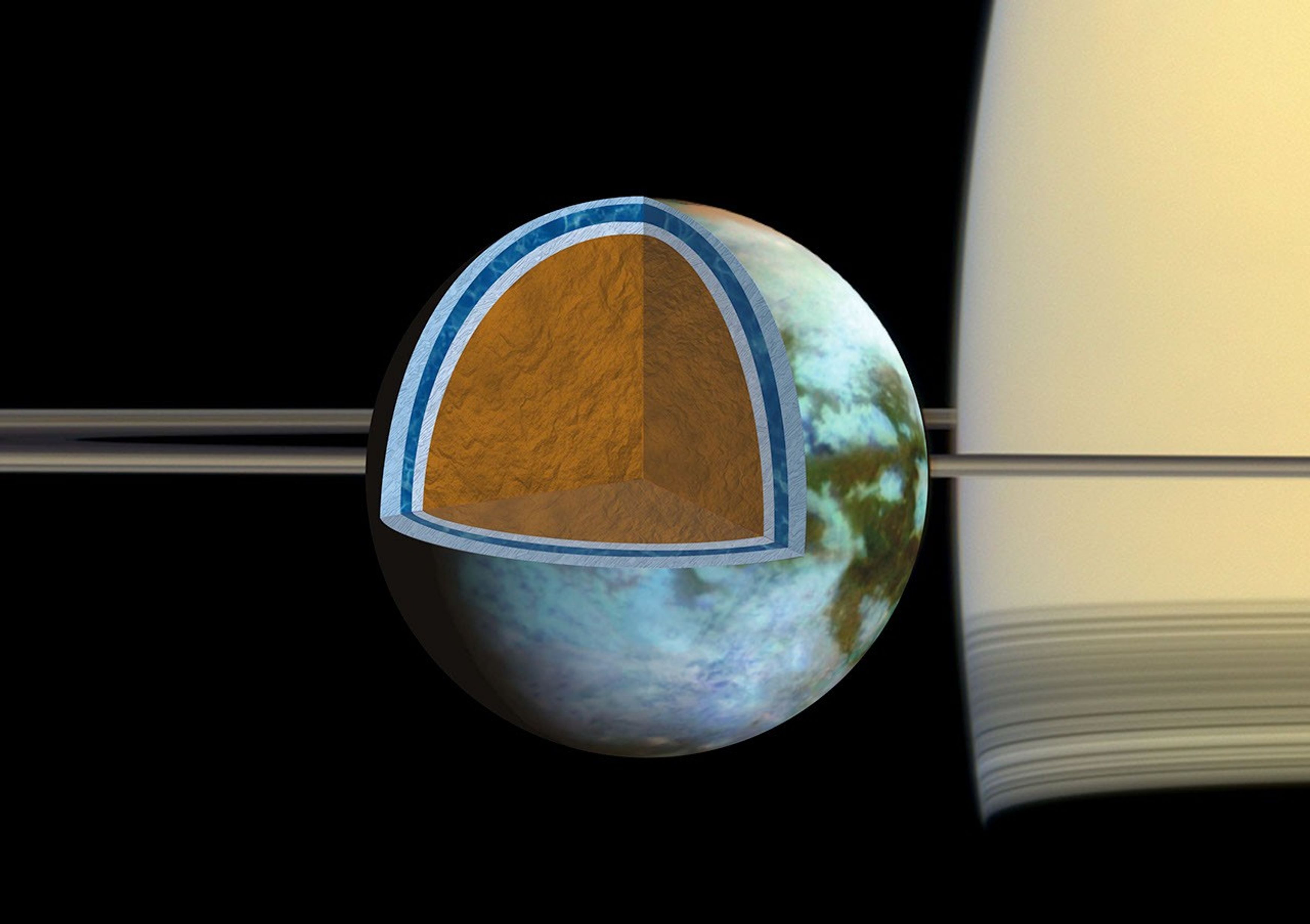 Artist's rendition of Titan's ice shell
