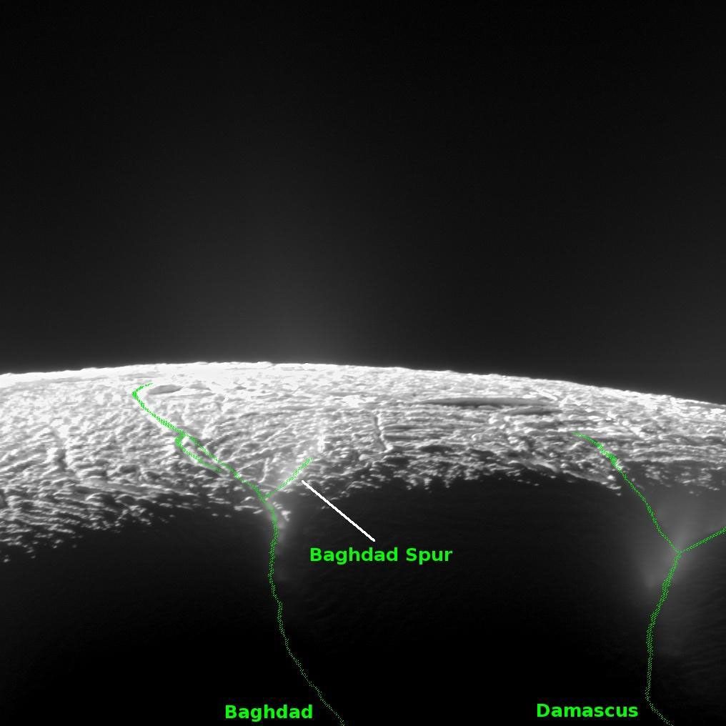 geyser basin of Saturn's moon Enceladus
