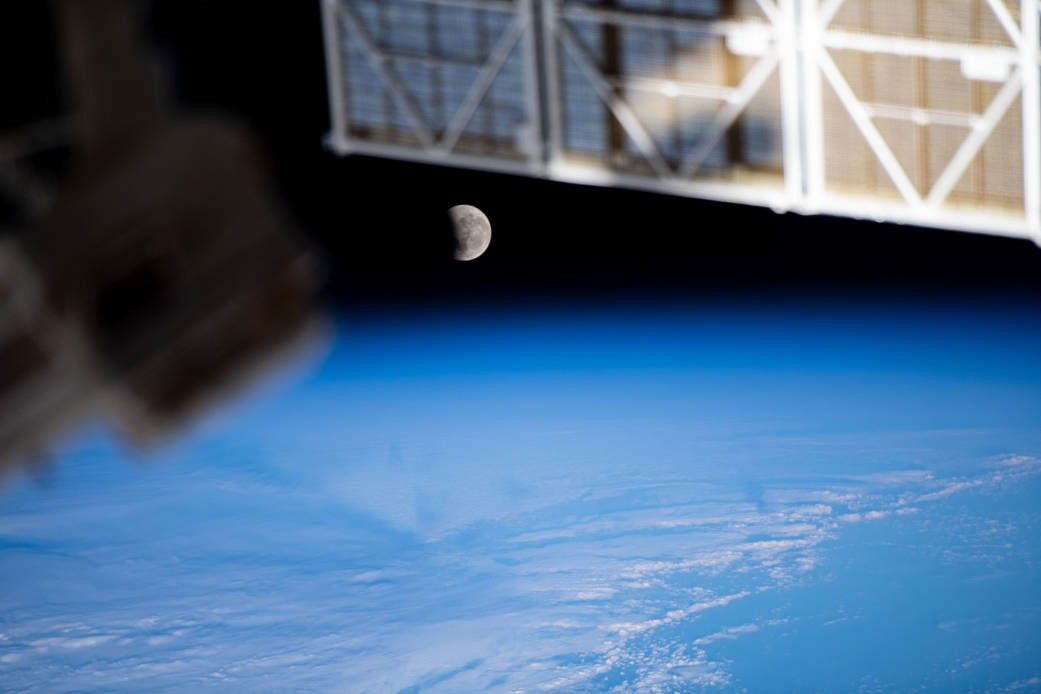 image of the Moon taken on the ISS during a lunar eclipse