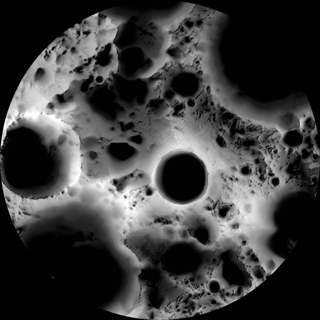 dark, shaded craters