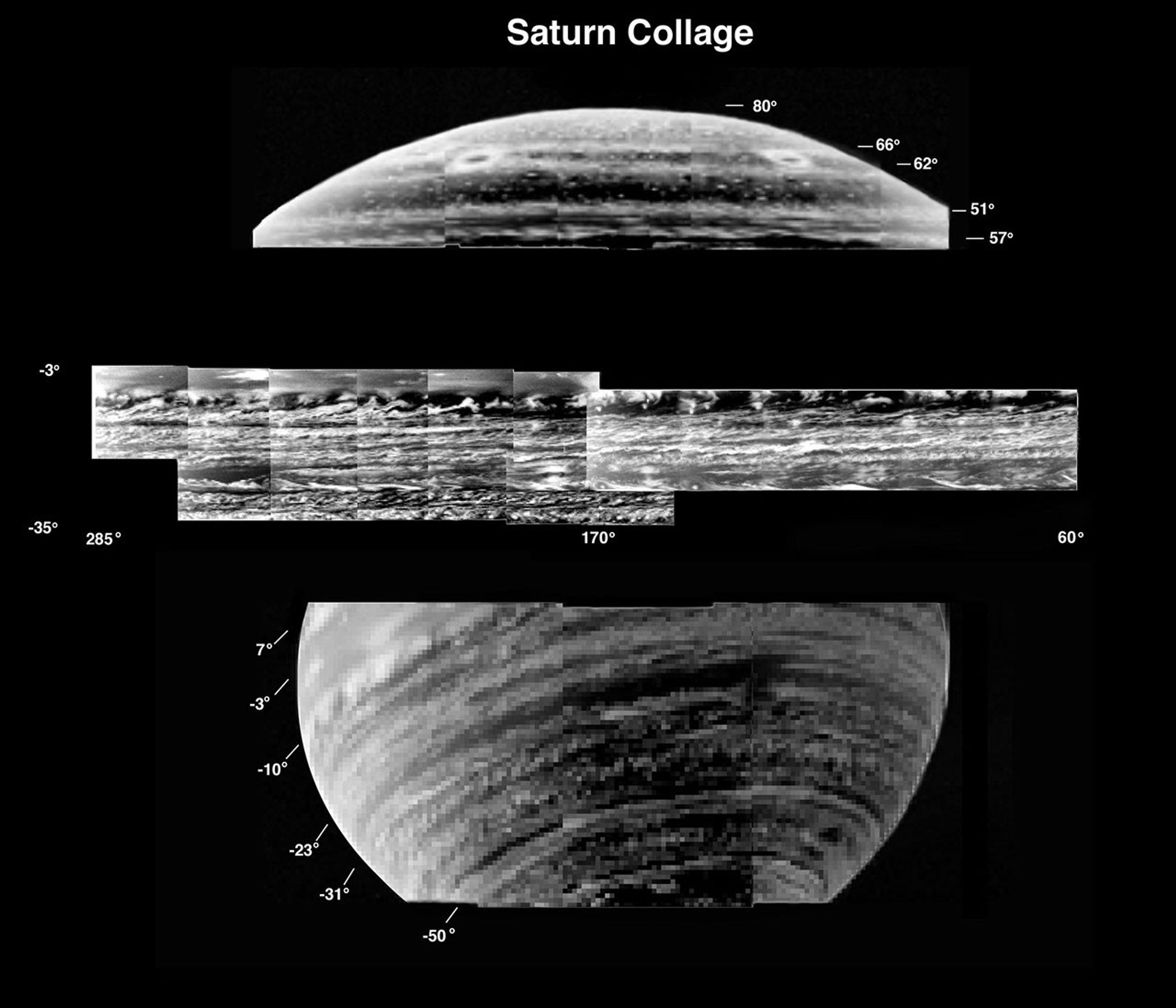 This is a collection of the most detailed images of deep-level clouds obtained by the visual and infrared mapping spectrometer onboard the Cassini spacecraft.