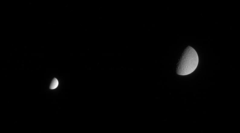 Saturn's moons Rhea and Enceladus