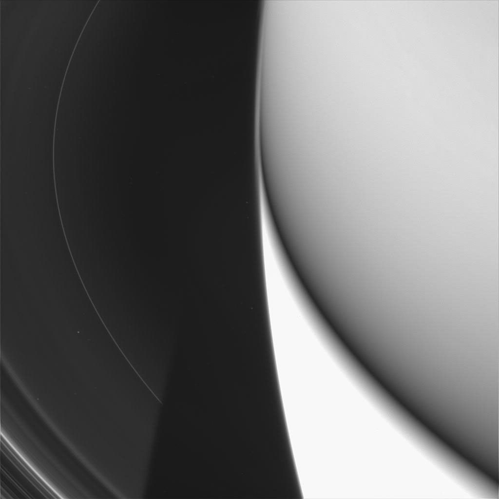 A close-up view of  Saturn's tenuous innermost D ring