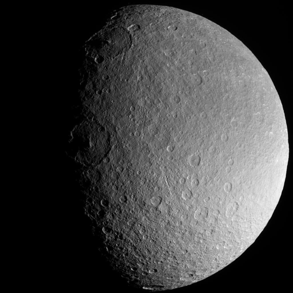 This is an image of Saturn's moon Rhea