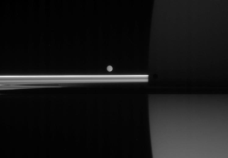 Enceladus, Mimas, Saturn and its rings
